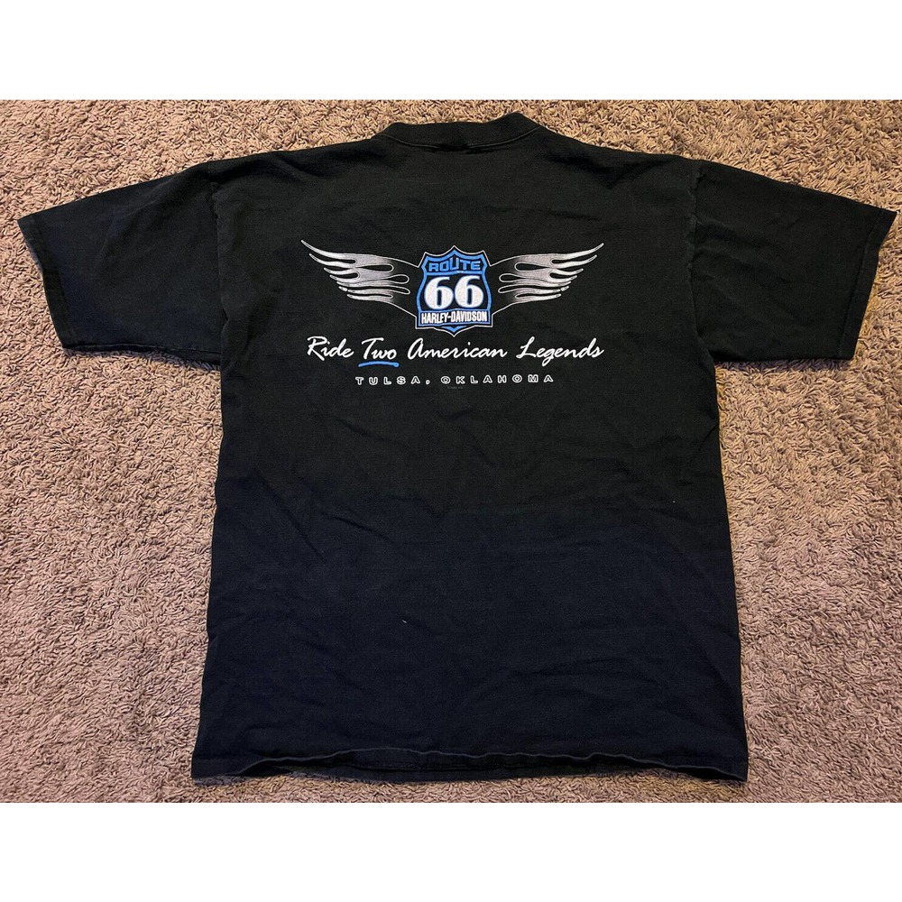 Vintage Harley-Davidson Heavy Weight Tulsa, OK Route 66 Henley T Shirt size L